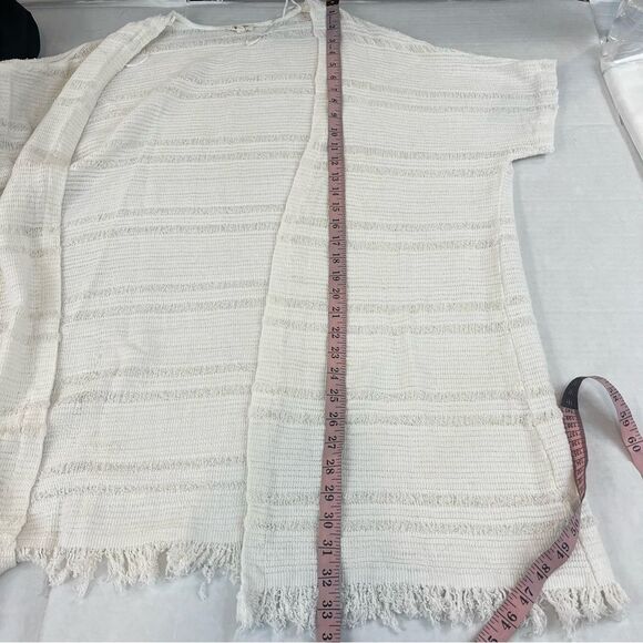 World Market One Size Textured Cotton Open Front Short Sleeve Cardigan - Picture 13 of 13